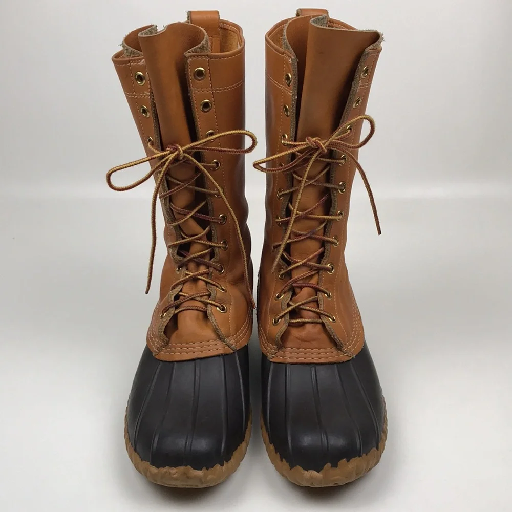 LL Bean VINTAGE Duck Boots Lace Up Tall Rain Boots